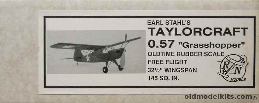 RN Models Earl Stahls Taylorcraft Grasshopper 0.57 - 32.5 Inch Wingspan Flyer, CG505 plastic model kit